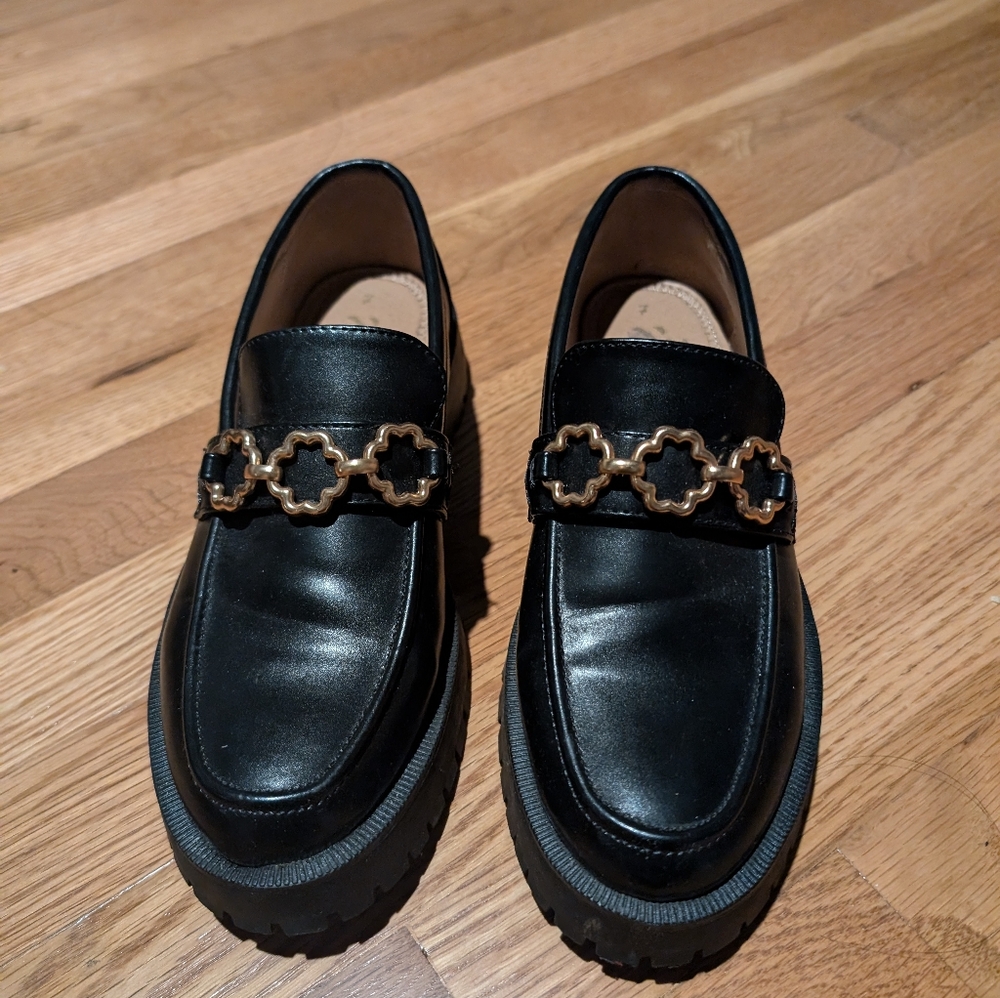 Sam & Libby Black Chunky Loafer Faux Leather 7